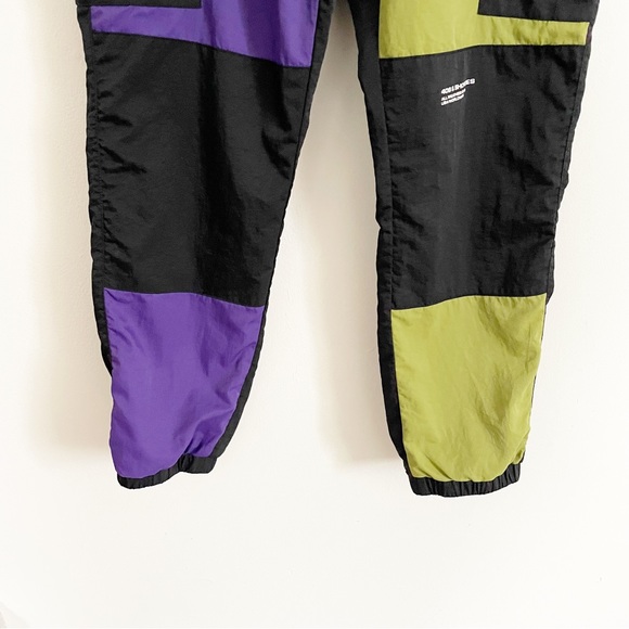 40s & Shorties Color Block Nylon Cargo Pants Utility Green Purple Black Moto - Picture 4 of 11